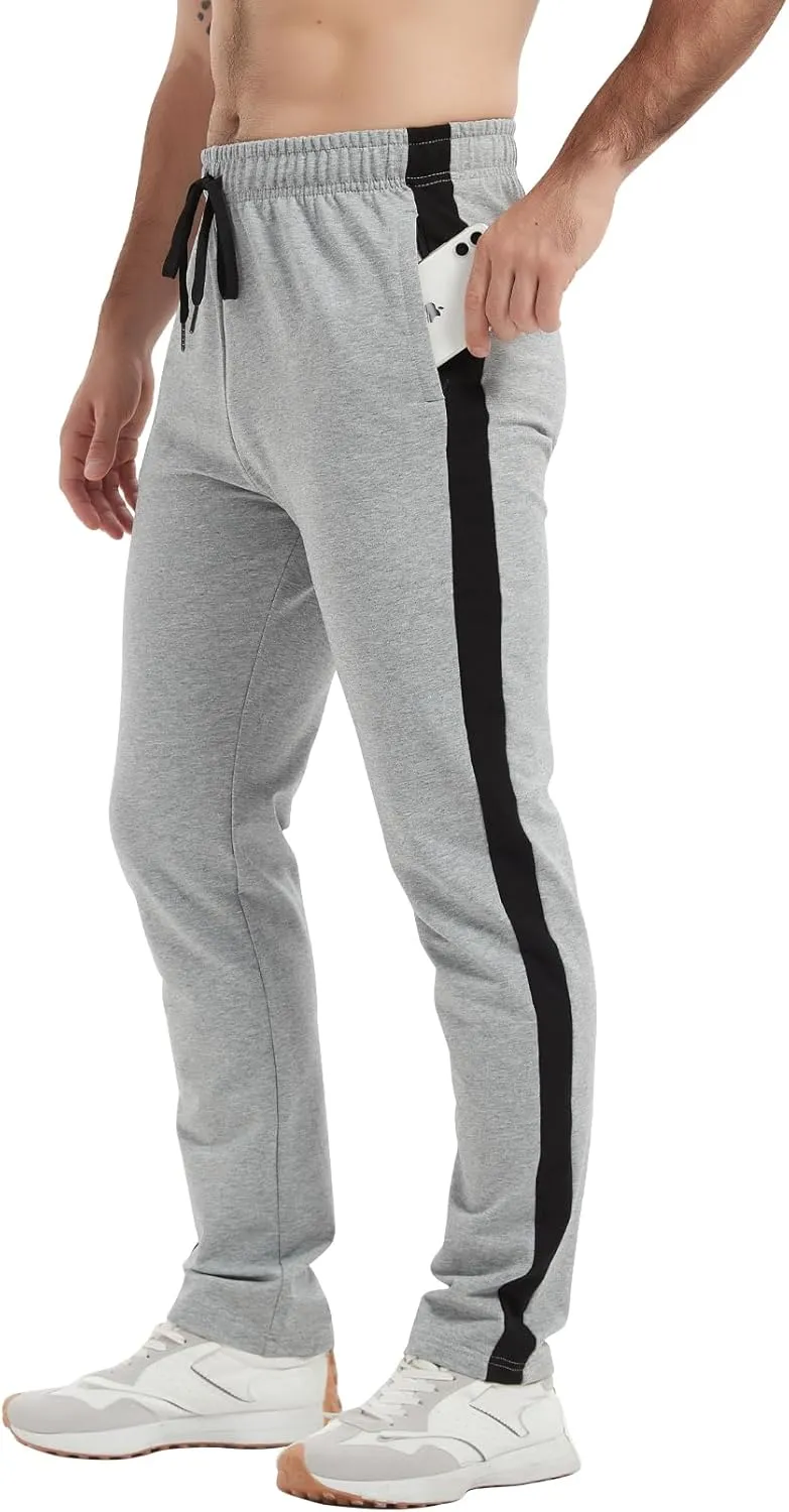 Idtswch 34/36/38/40 Long Inseam Men's Tall Striped Sweatpants Workout Training Lounge Joggers Pants with Pockets