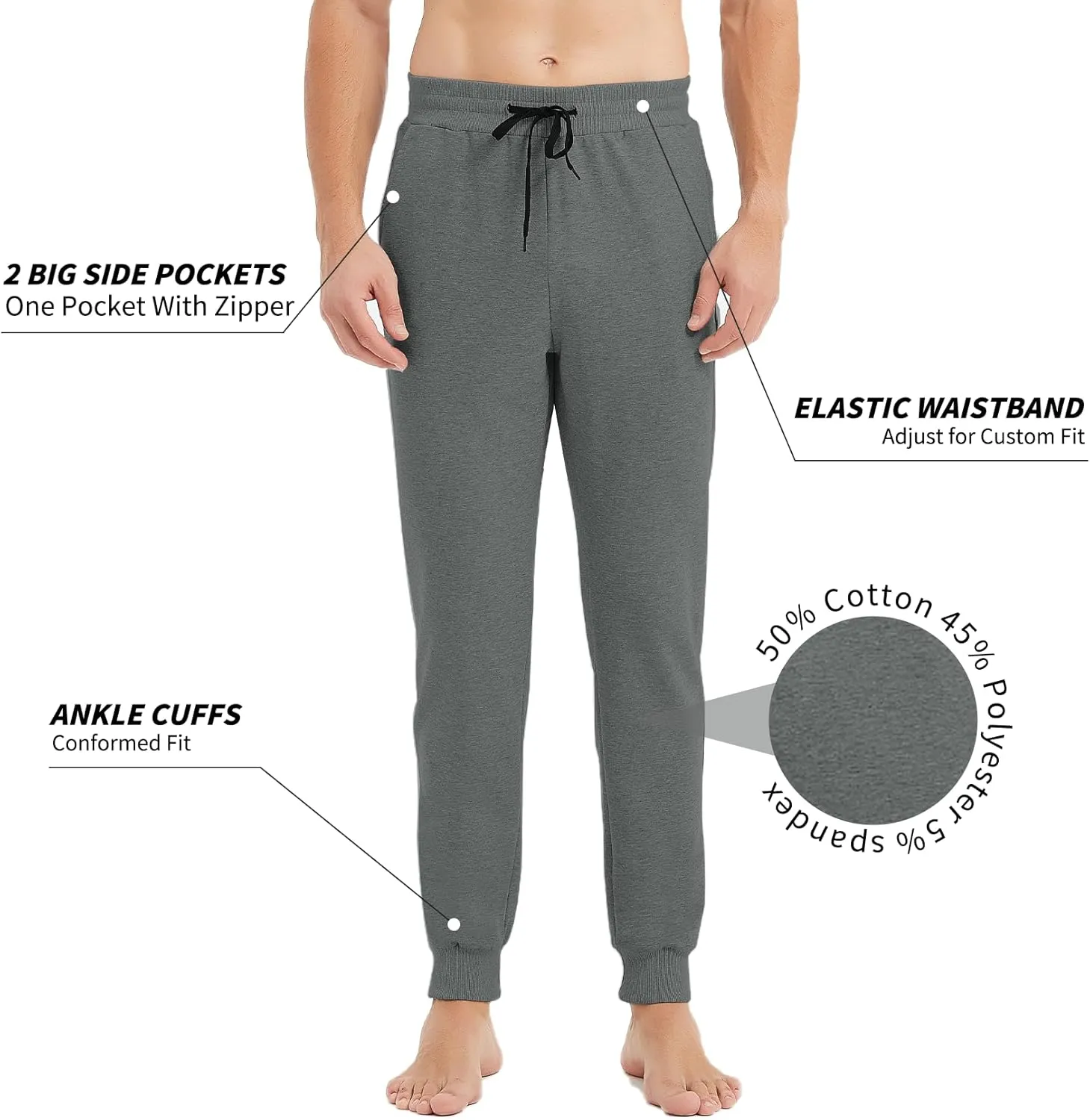 Idtswch32/34/36/38/40 Long Inseam Men's Tall Sweatpants Joggers Slim Fit Workout Pants for Tall Men