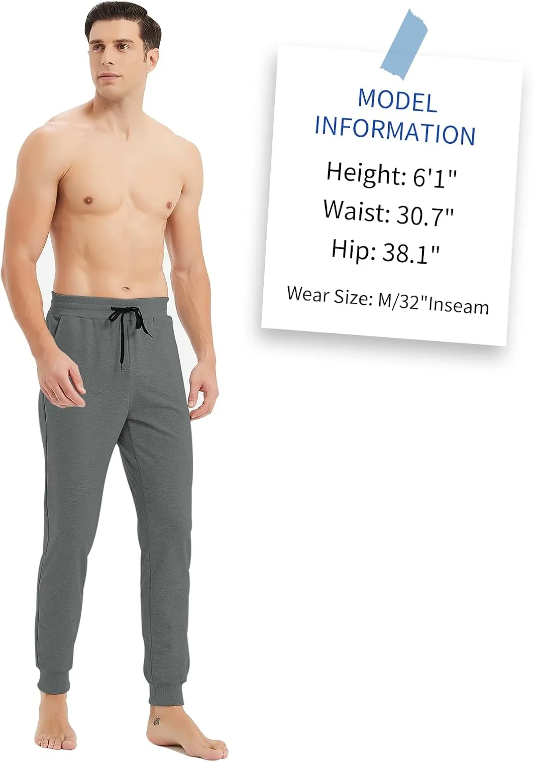 Idtswch32/34/36/38/40 Long Inseam Men's Tall Sweatpants Joggers Slim Fit Workout Pants for Tall Men