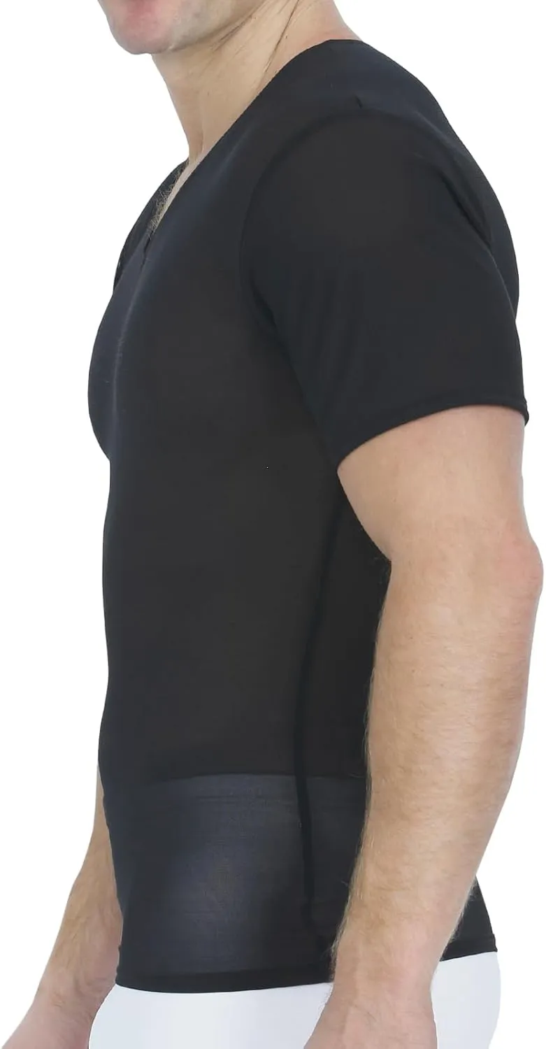 Insta Slim - Made in USA - Mens Slimming Compression Body Shaper V-Neck for Back Support, Gynecomastia & Hernias
