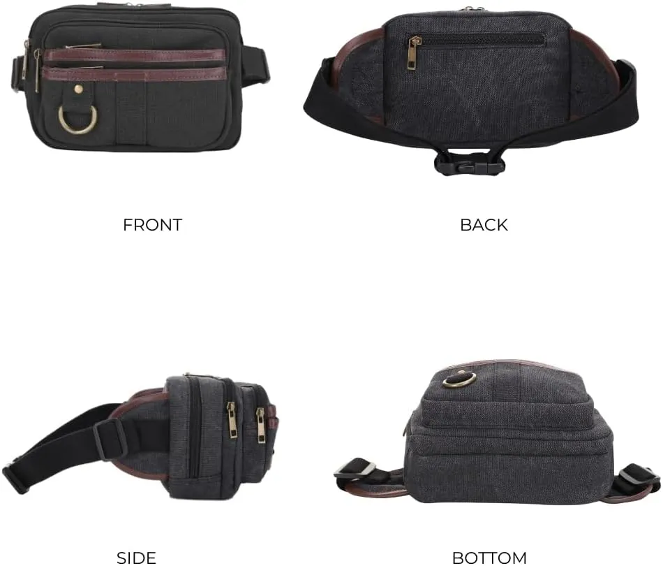 JESSIE & JAMES Klamath Canvas Concealed Carry Belt Bag, Adjustable Crossbody Fanny Packs for Men Women BLACK
