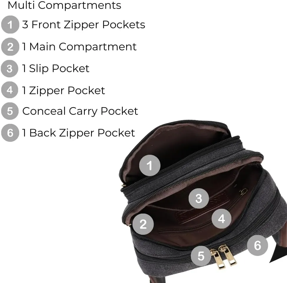 JESSIE & JAMES Klamath Canvas Concealed Carry Belt Bag, Adjustable Crossbody Fanny Packs for Men Women BLACK