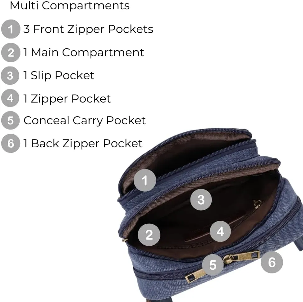 JESSIE & JAMES Klamath Canvas Concealed Carry Belt Bag, Adjustable Crossbody Fanny Packs for Men Women (Blue)