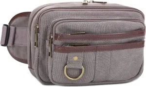 JESSIE & JAMES Klamath Canvas Concealed Carry Belt Bag, Adjustable Crossbody Fanny Packs for Men Women GREY
