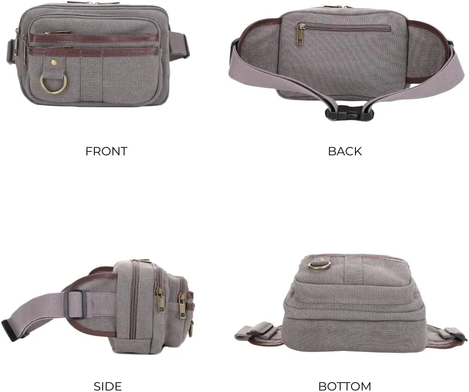 JESSIE & JAMES Klamath Canvas Concealed Carry Belt Bag, Adjustable Crossbody Fanny Packs for Men Women GREY