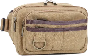 JESSIE & JAMES Klamath Canvas Concealed Carry Belt Bag, Adjustable Crossbody Fanny Packs for Men Women KHAKI