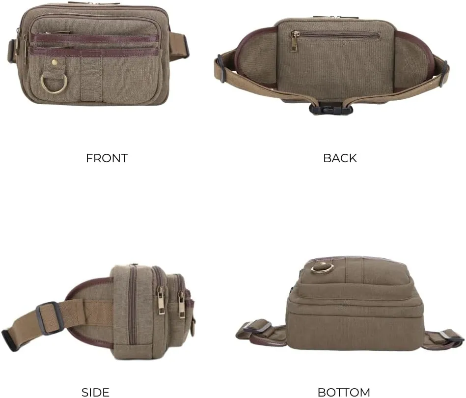 JESSIE & JAMES Klamath Canvas Concealed Carry Belt Bag, Adjustable Crossbody Fanny Packs for Men Women OLIVE