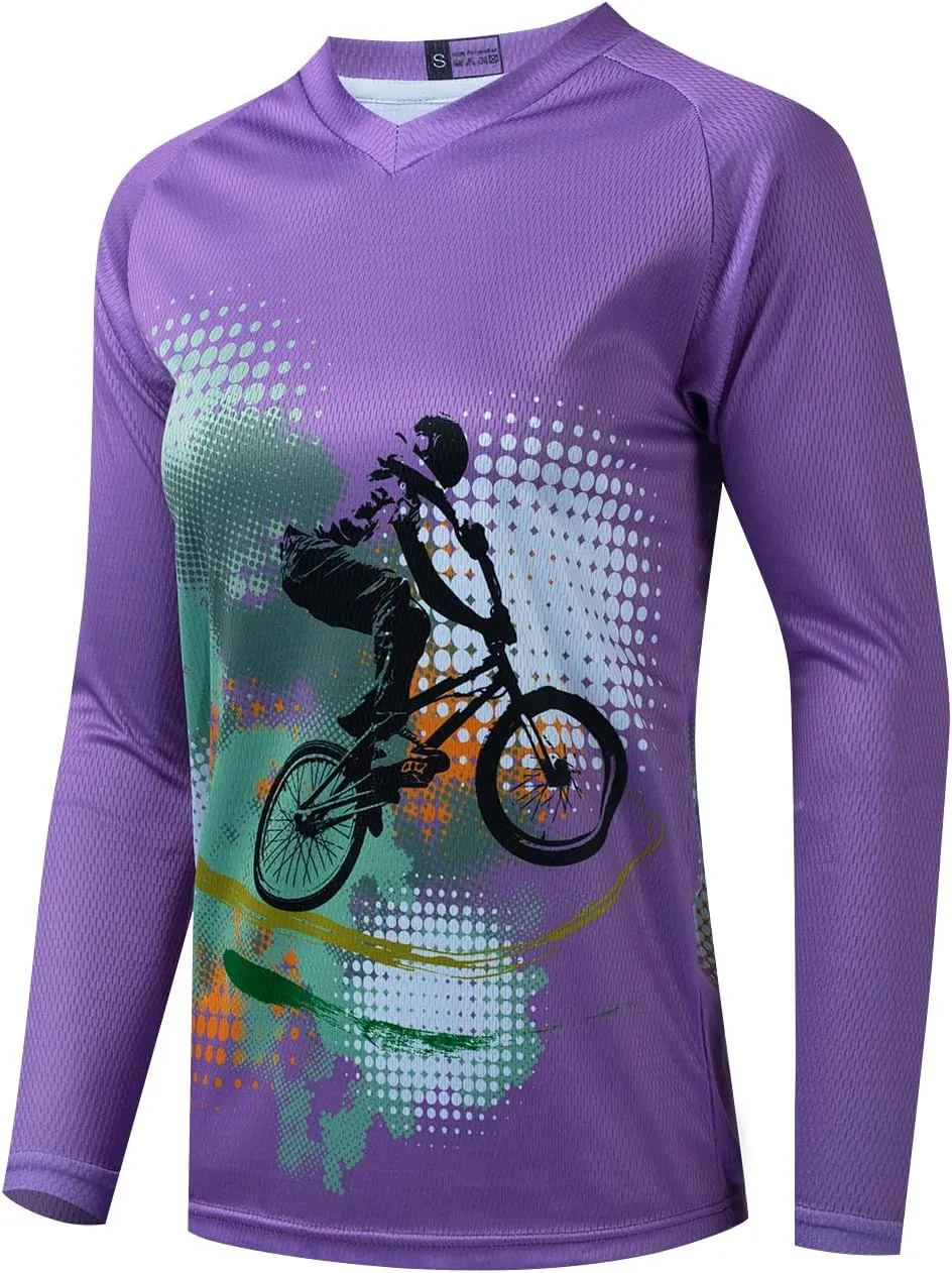 JPOJPO Women's Cycling Jersey MTB Downhill T-Shirt Long Sleeve Motorcycle Motocross Off-Road Clothing Quick-Dry S-XXL