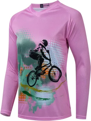 JPOJPO Women's Cycling Jersey MTB Downhill T-Shirt Long Sleeve Motorcycle Motocross Off-Road Clothing Quick-Dry S-XXL