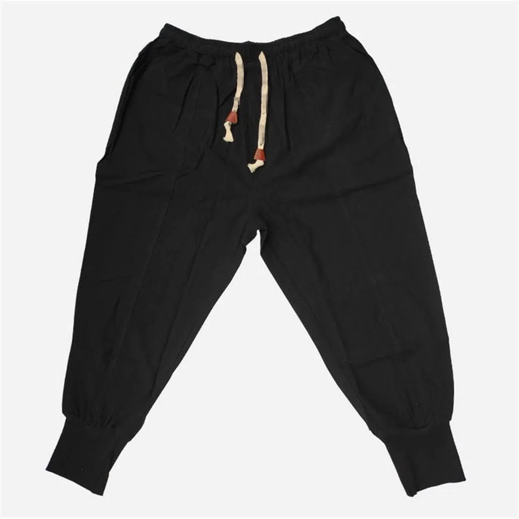 keusyoi Chinese Style Harem Pants Men Casual Joggers Pants Mens Cotton Linen Sweatpants Ankle-Length Men Trousers