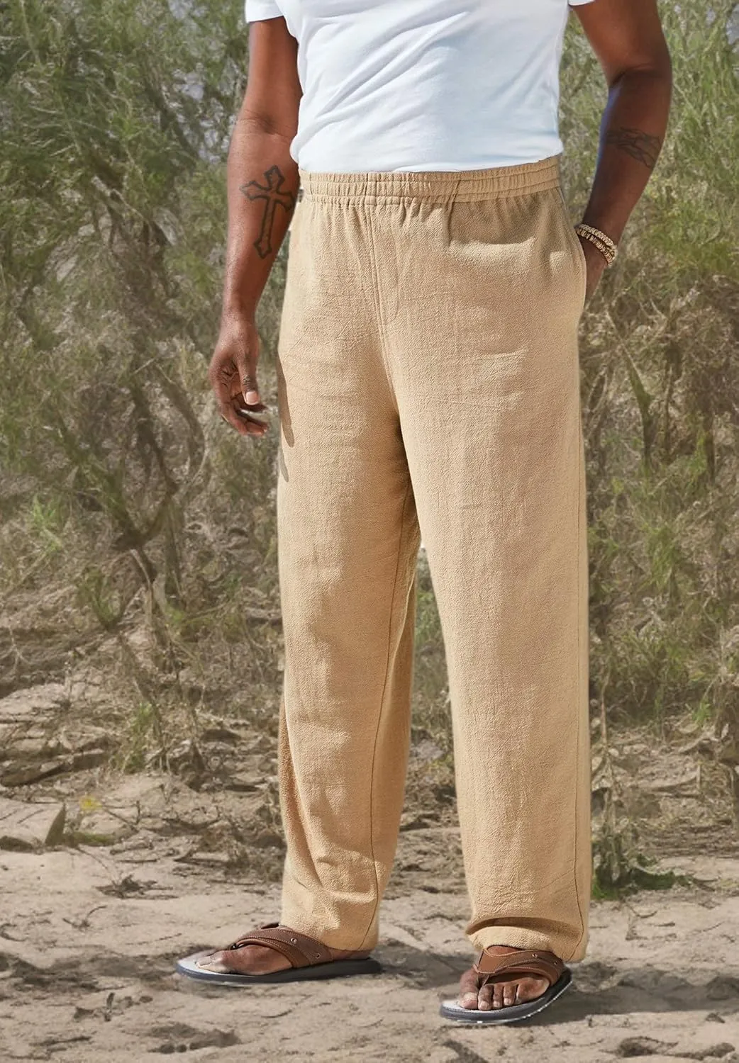 KingSize Men's Big & Tall Elastic Waist Gauze Cotton Pants