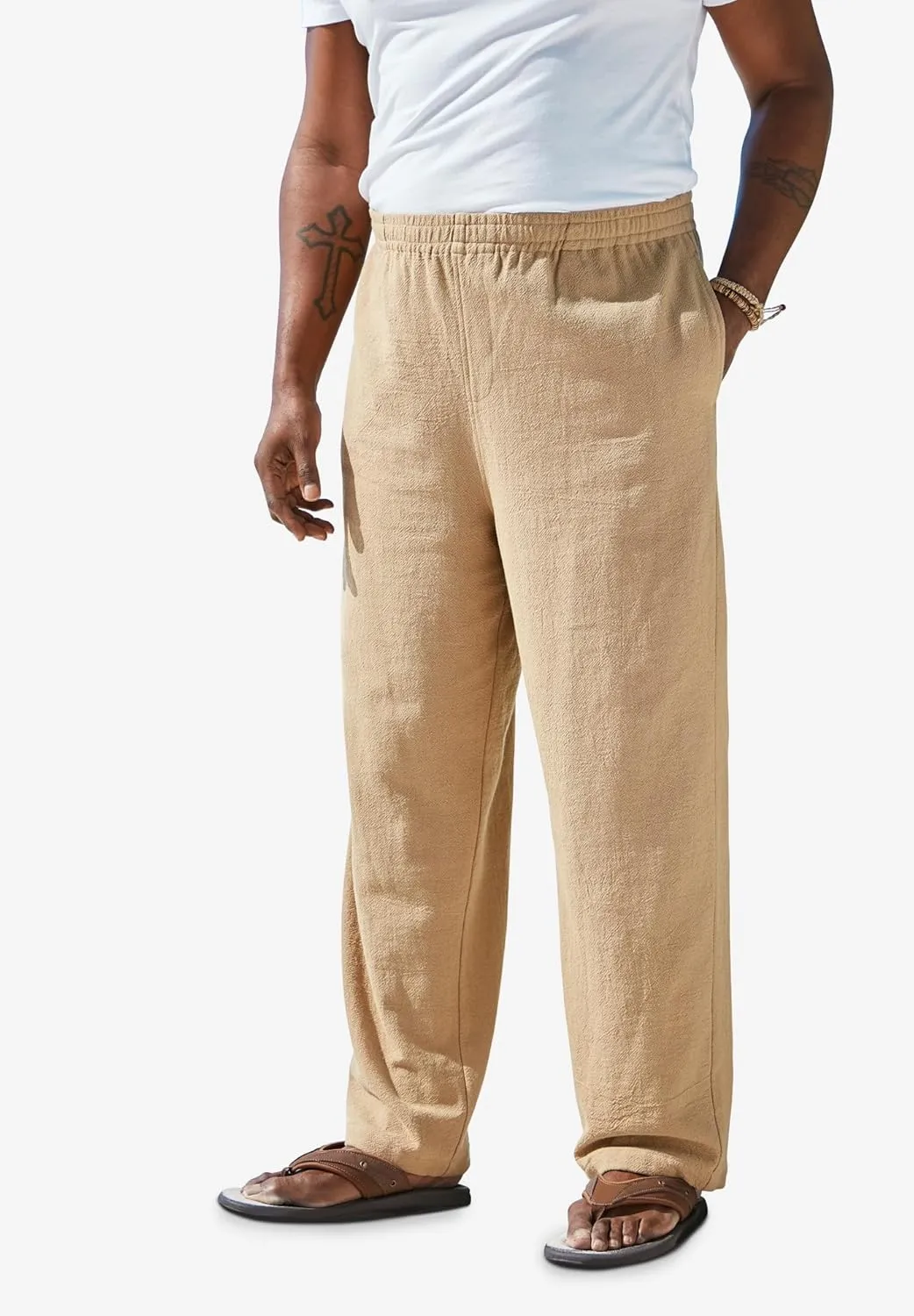 KingSize Men's Big & Tall Elastic Waist Gauze Cotton Pants