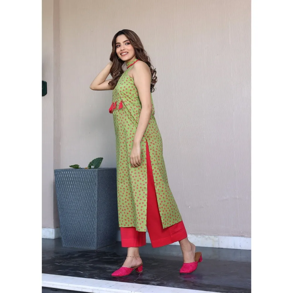 Label Aditi Hundia Anaya Halter Neck Kurta with Palazzo (Set of 2)