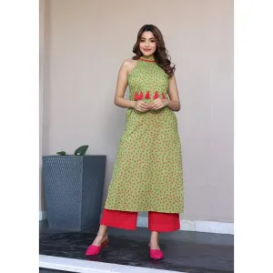 Label Aditi Hundia Anaya Halter Neck Kurta with Palazzo (Set of 2)