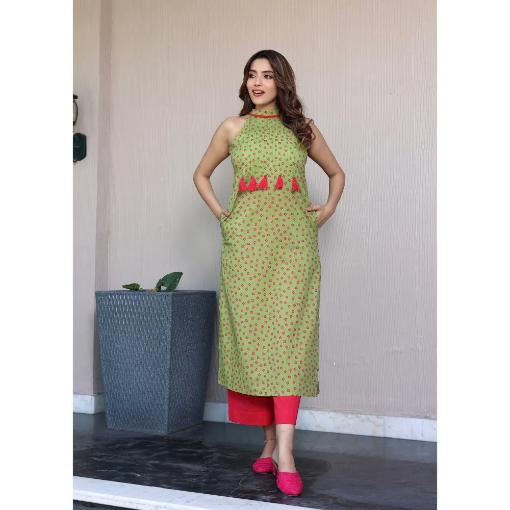 Label Aditi Hundia Anaya Halter Neck Kurta with Palazzo (Set of 2)