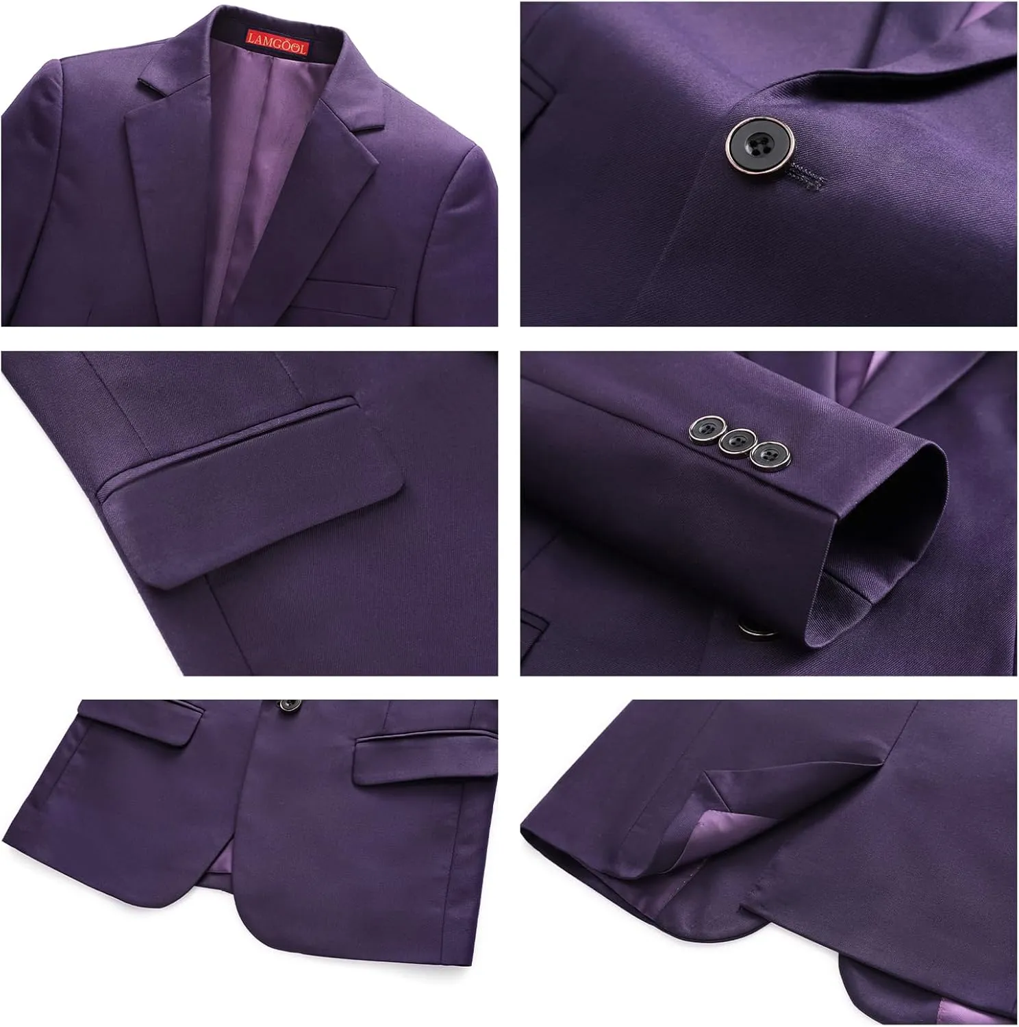 Lamgool Boys Suits 3 Piece Slim Fit One Button Tuxedo Jacket Vest and Pant for Kids Prom Wedding Formal Set Size 4-14 Years
