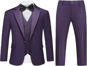Lamgool Boys Suits 3 Piece Slim Fit One Button Tuxedo Jacket Vest and Pant for Kids Prom Wedding Formal Set Size 4-14 Years
