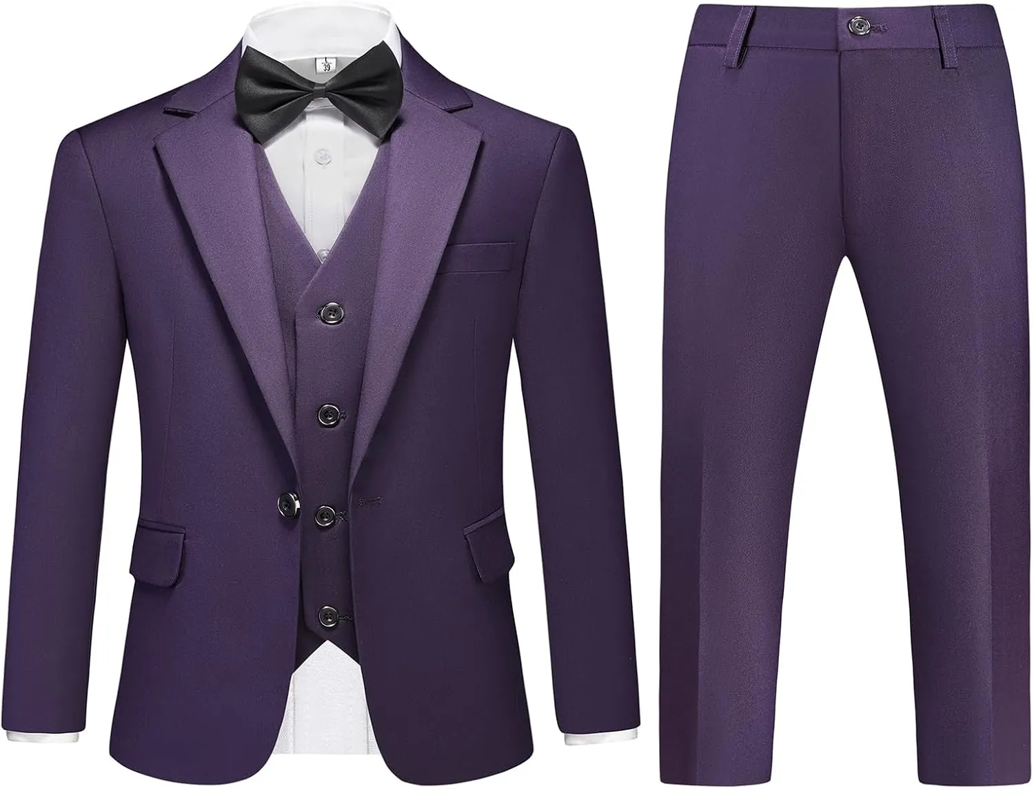 Lamgool Boys Suits 3 Piece Slim Fit One Button Tuxedo Jacket Vest and Pant for Kids Prom Wedding Formal Set Size 4-14 Years