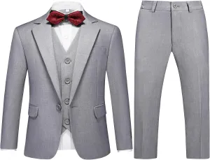 Lamgool Boys Suits 3 Piece Slim Fit One Button Tuxedo Jacket Vest and Pant for Kids Prom Wedding Formal Set Size 4-14 Years