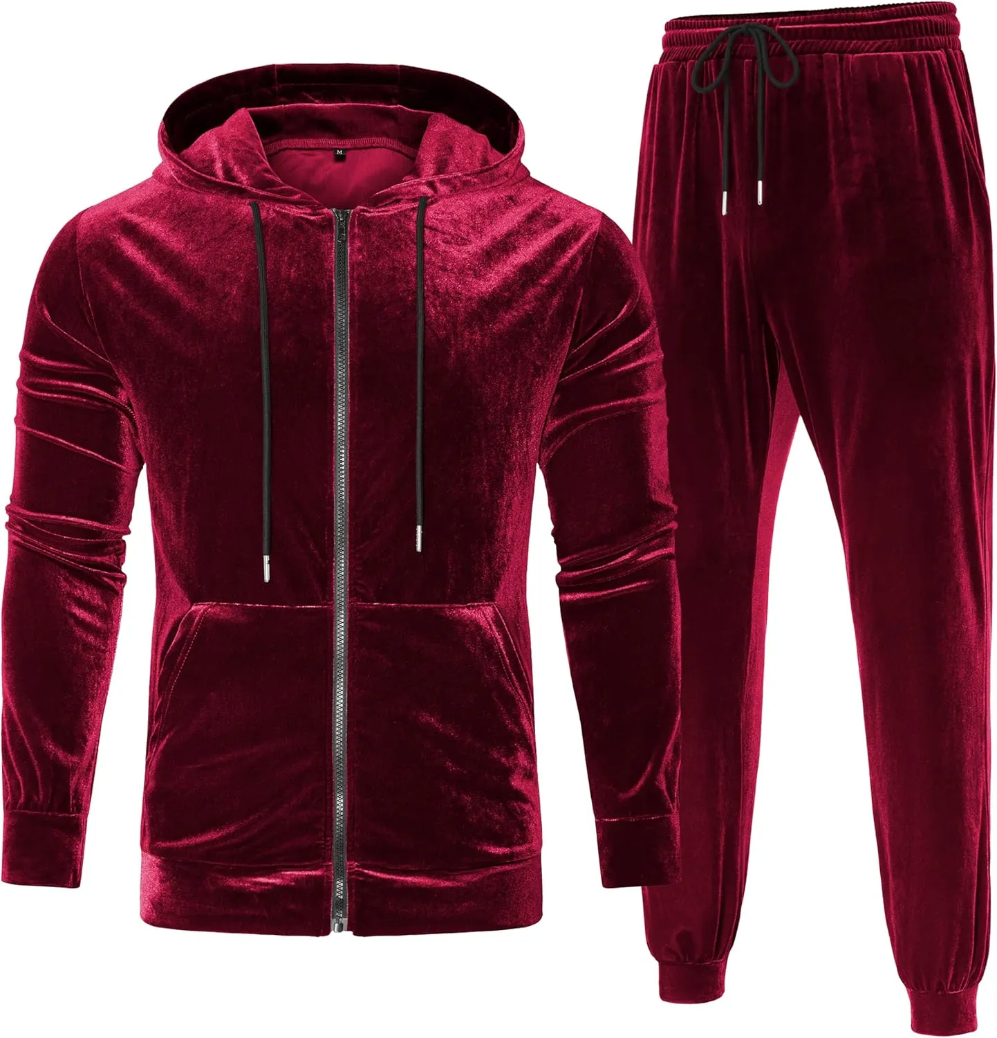 LecGee Mens Tracksuit Long Sleeve Full Zip Velour Hoodie Jacket Jogger Sweatpants Casual Velvet Sweatsuits Set M-3XL