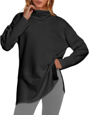 lvatr Women's Oversized Sweatshirt Air Essentials Turtleneck Tunic Spring Fashion Pullover Long Sleeve Top