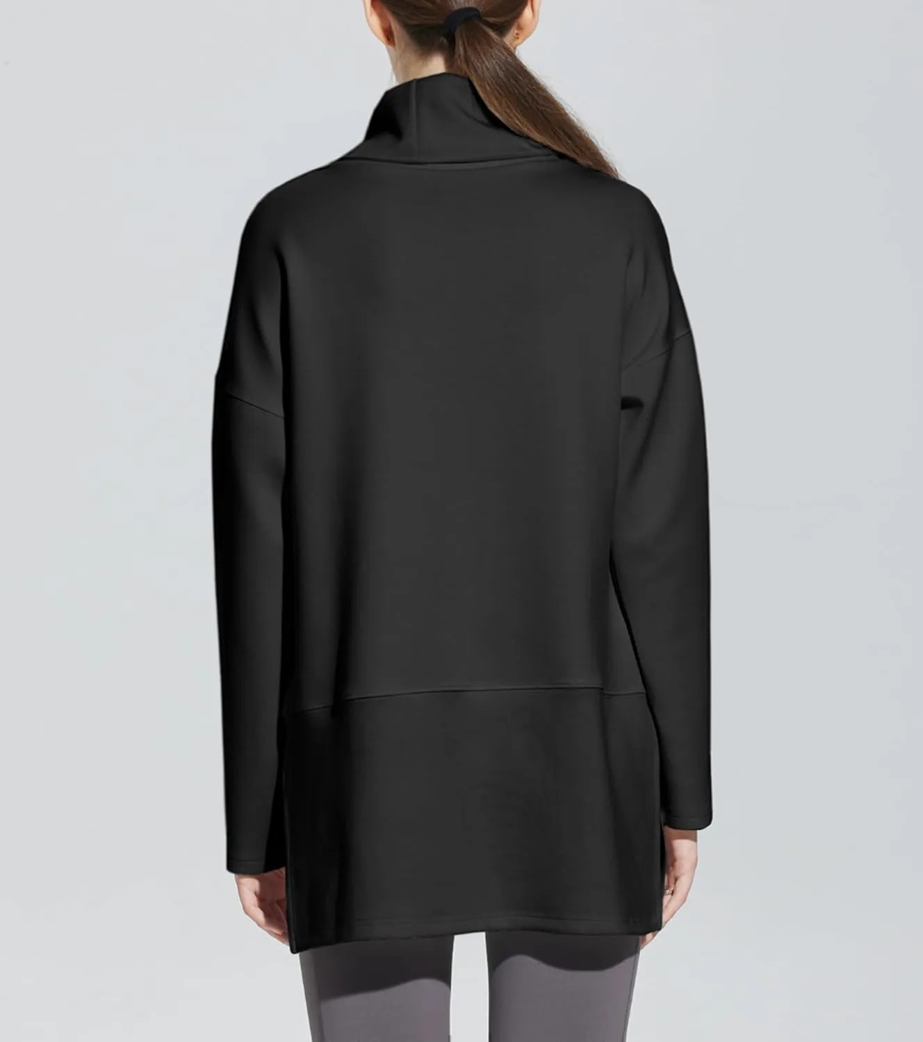 lvatr Women's Oversized Sweatshirt Air Essentials Turtleneck Tunic Spring Fashion Pullover Long Sleeve Top
