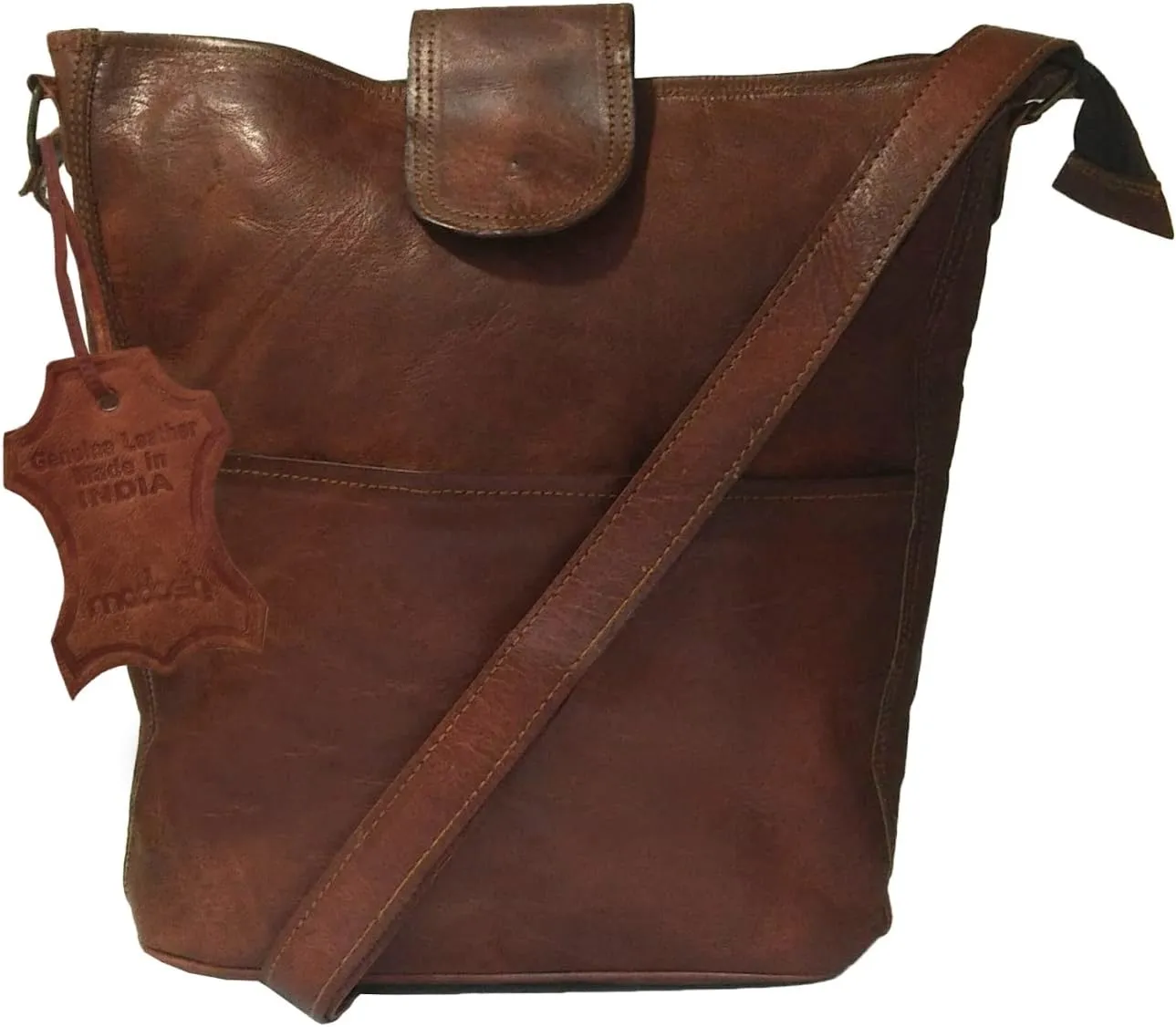 Madosh, Women's Leather Crossbody Handbag Messenger Purse Ladies Shoulder Bucket Shopper Bag