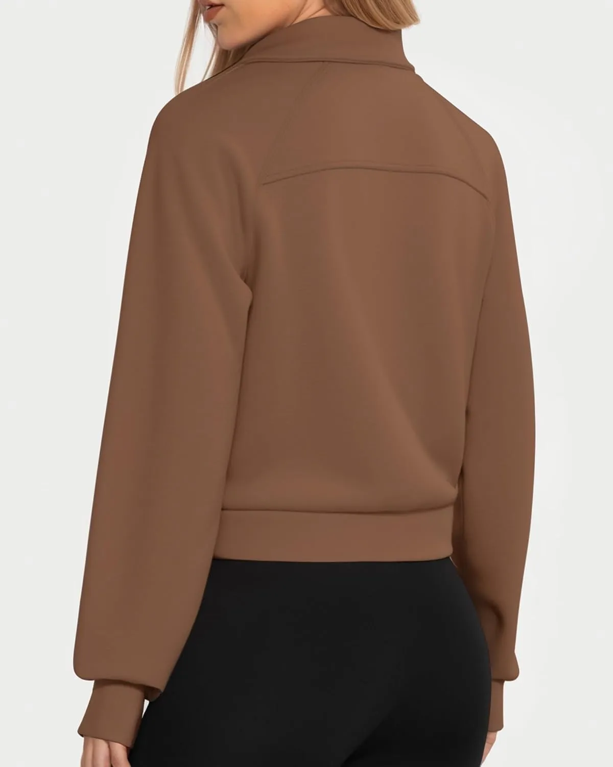 MANGOPOP Quarter Zip Pullover Women Sweatshirts Hoodies with Thumb Holes 2 Kangaroo Pockets Half Zip Cropped Clothes