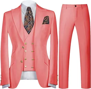 Men 3 Piece Jacket Vest Pants Suits 2 Button Suits Tuxedo Blazer Dress