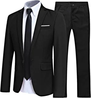 Mens 2 Piece Slim Fit Wedding Tuxedo Suit One Button Notch Lapel Blazer Jacket with Pants Set