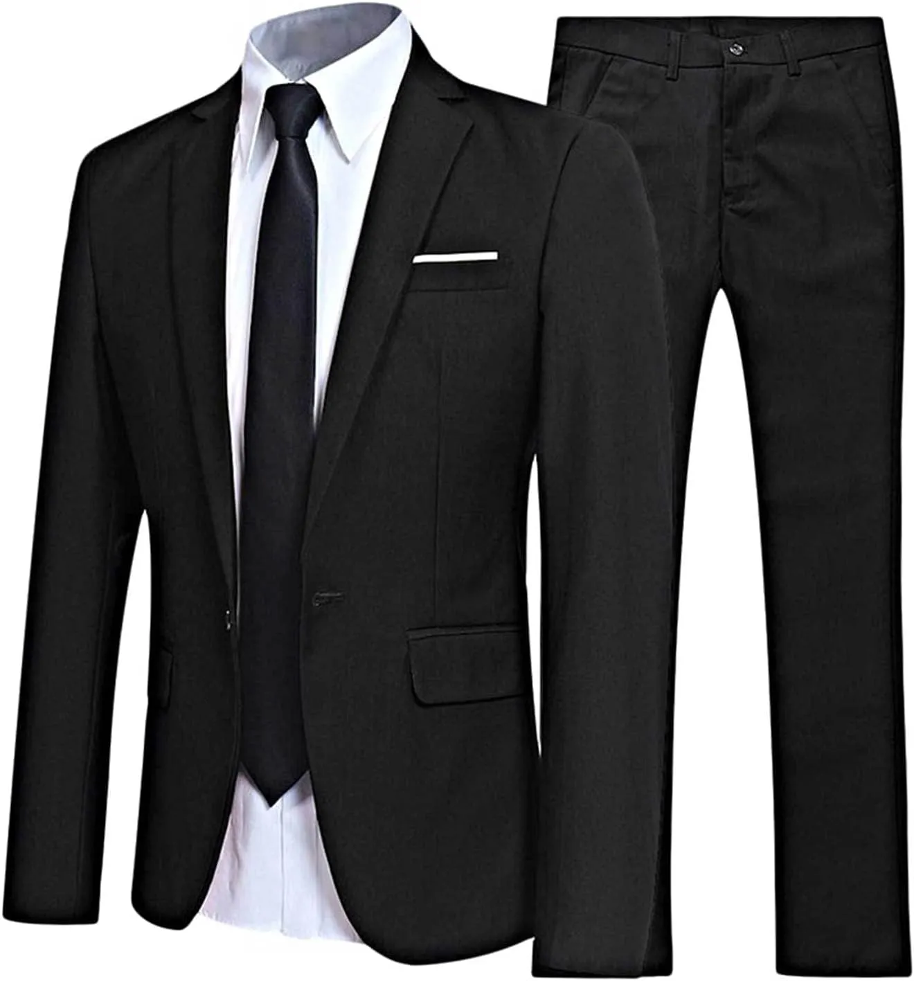 Mens 2 Piece Slim Fit Wedding Tuxedo Suit One Button Notch Lapel Blazer Jacket with Pants Set