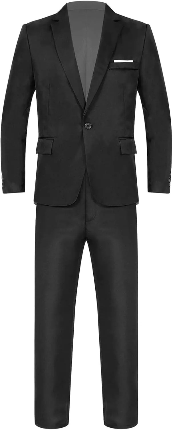Mens 2 Piece Slim Fit Wedding Tuxedo Suit One Button Notch Lapel Blazer Jacket with Pants Set