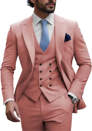 Mens 3 Piece Suits for Men Slim Fit Double Breasted Suit Men Wedding Prom Suits