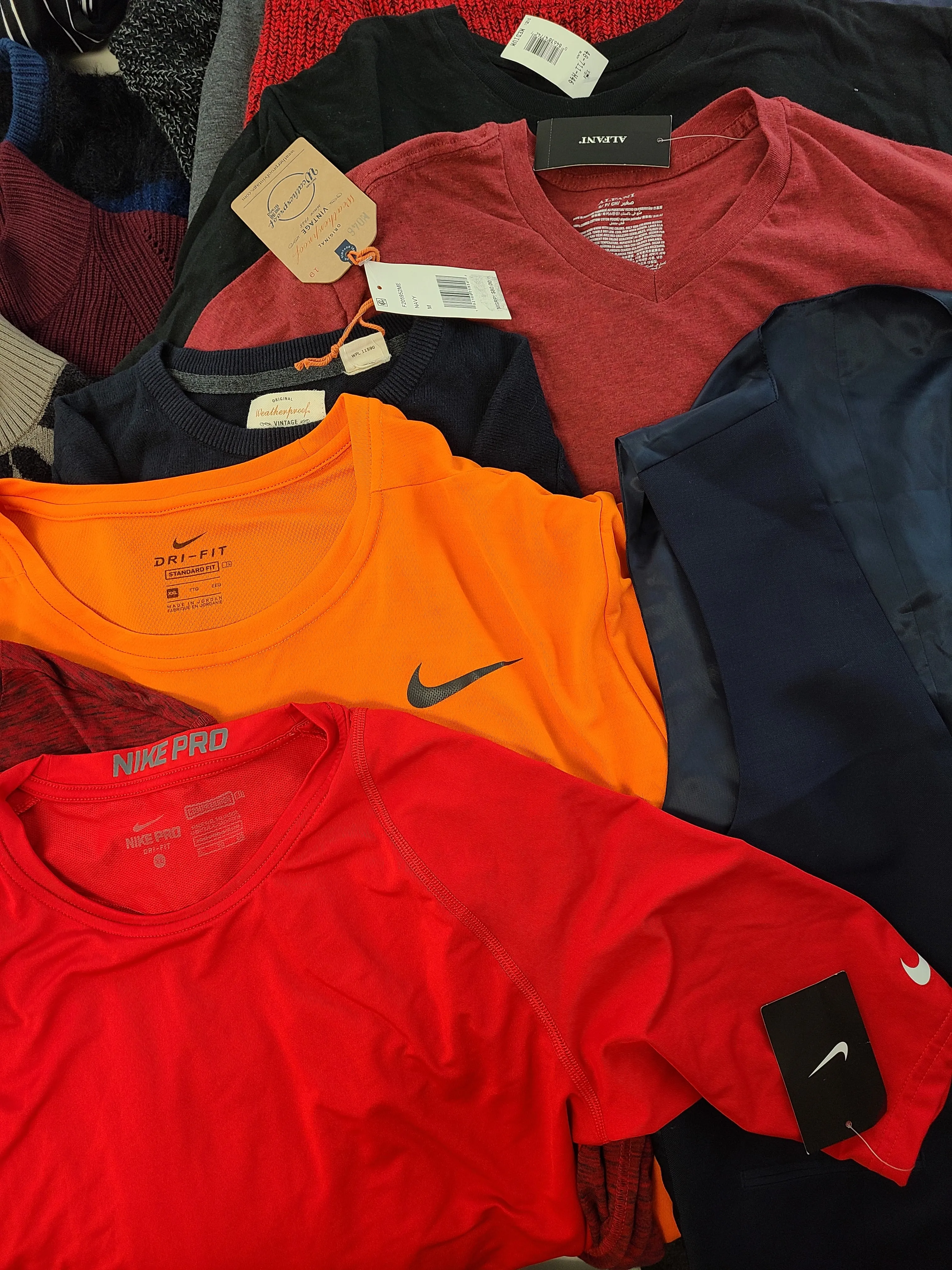 Men's Clothing Wholesale Lot Calvin Klein, Nike, Nautica, Tasso Elba, Weatherproof, American Apparel, Club Room, INC and more, 26 Units, Shelf Pulls, MSRP $1,534.40