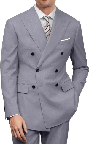 Mens Double Breasted Suit Slim Fit Solid Suit Jacket and Dress Pants 2 Piece Set Prom Wedding Suits for Men