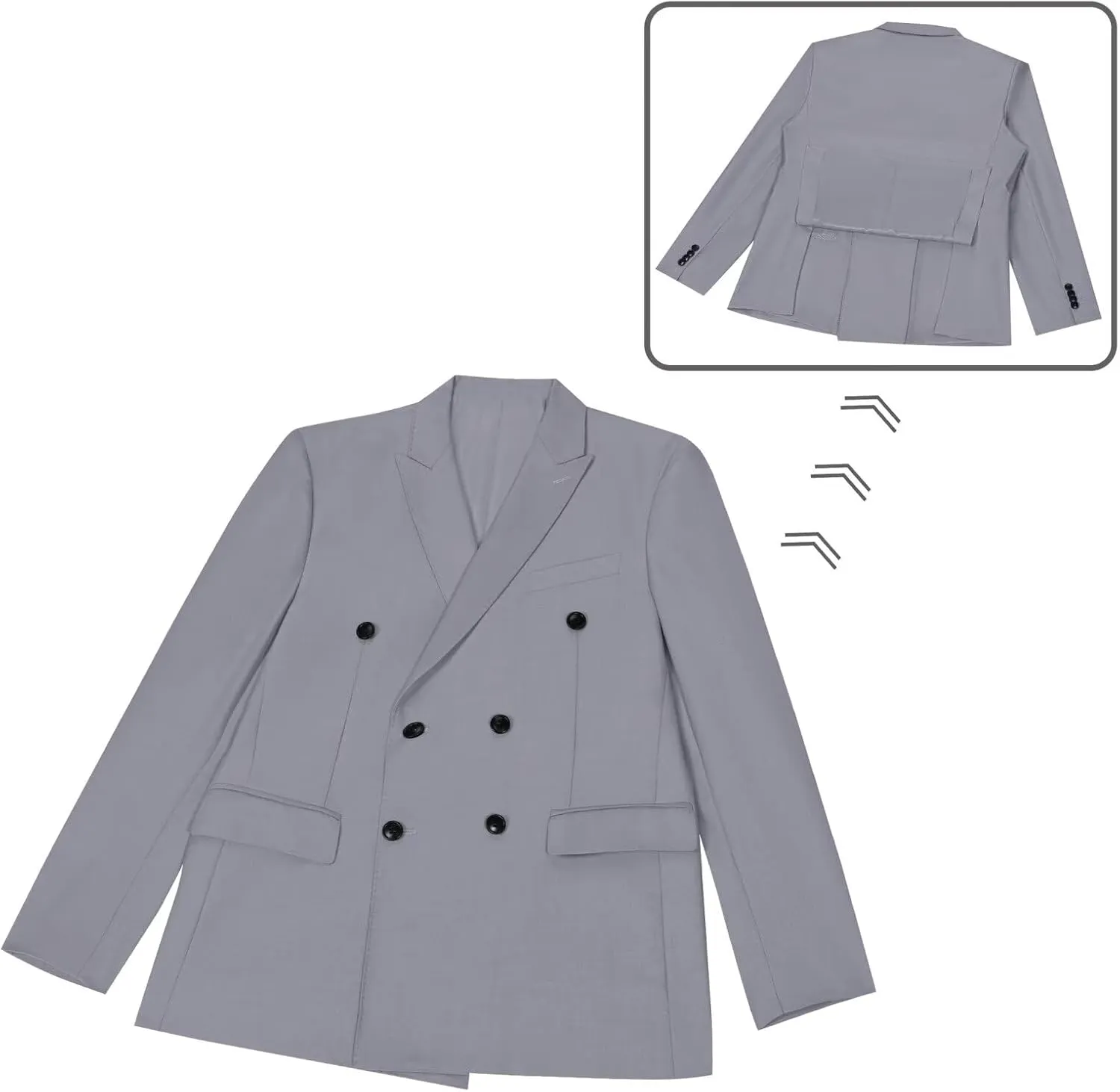 Mens Double Breasted Suit Slim Fit Solid Suit Jacket and Dress Pants 2 Piece Set Prom Wedding Suits for Men