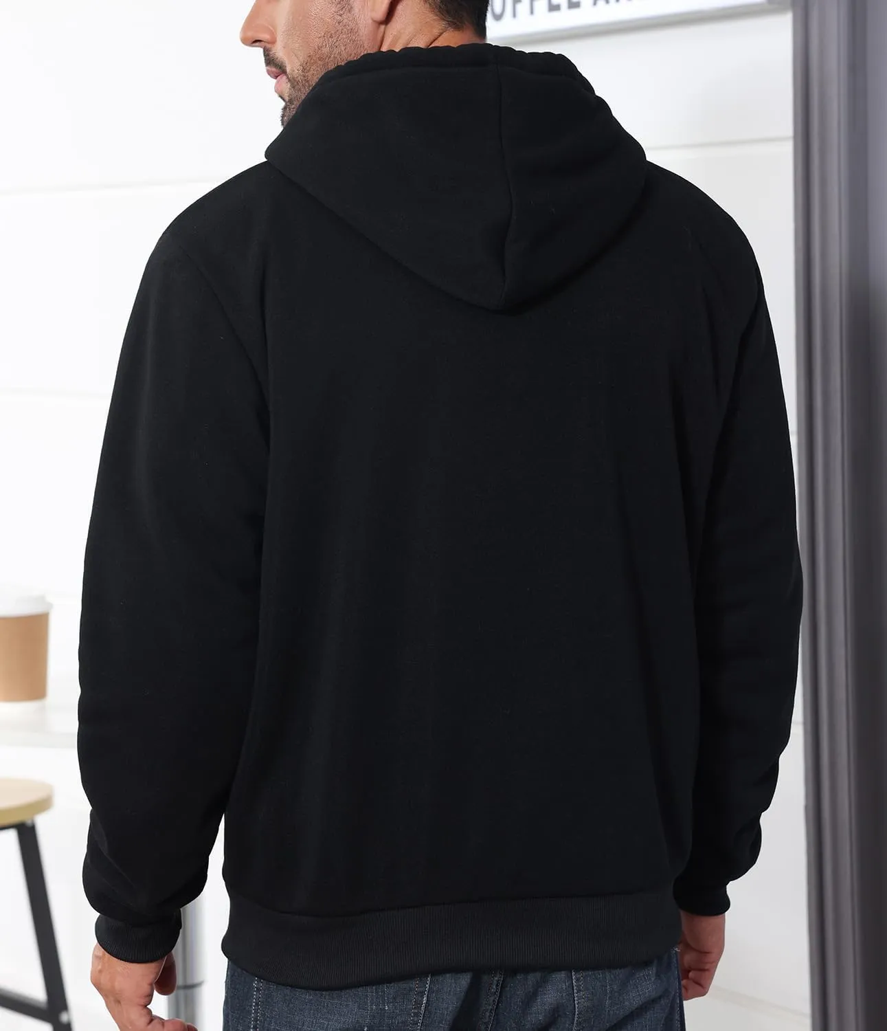 Men’s Full Zip Up Hoodies Sherpa Fleece Lined Hoodie Heavyweight Thick Flannel Jacket Heavy Duty Warm Winter Coat