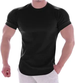 Mens Quick Dry T Shirt Stretch Short Sleeve Sports Top Summer Running Basketball Training Athletic Tee