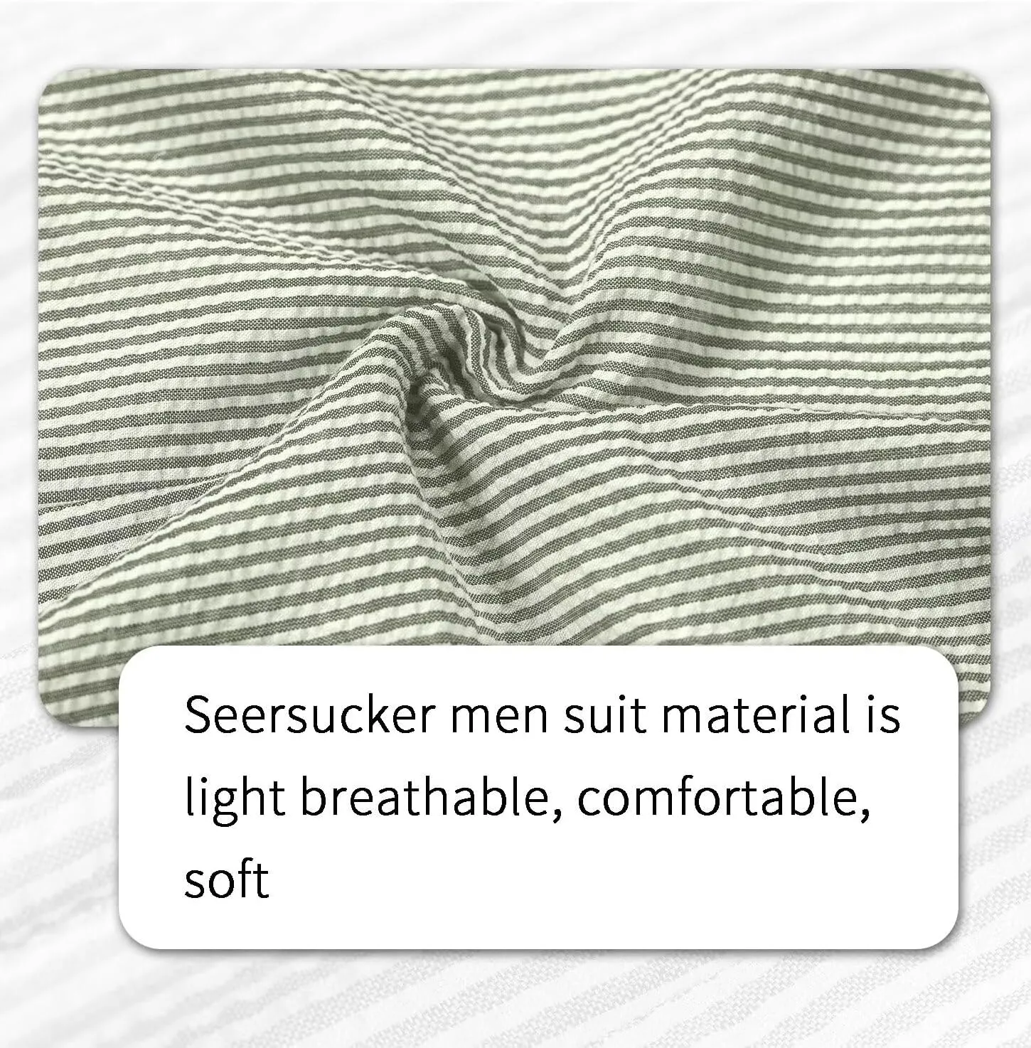Mens Seersucker Suit Slim Fit Suits for Men Summer Striped Wedding Prom Party Dinner 2 Piece Daily Suit Jacket Blazer Pants