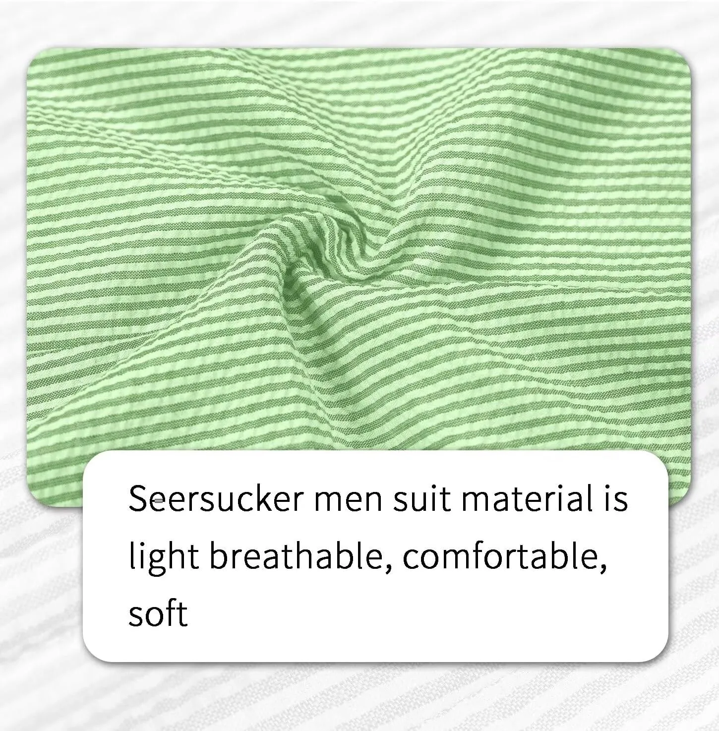 Mens Seersucker Suit Slim Fit Suits for Men Summer Striped Wedding Prom Party Dinner 2 Piece Daily Suit Jacket Blazer Pants