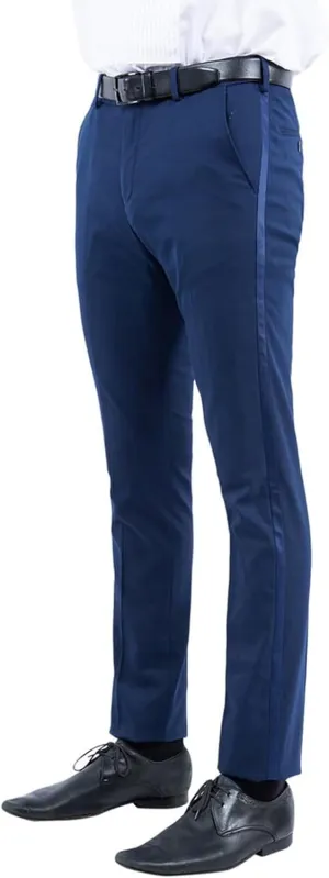 Men's Slim Fit Dress Pants Expandable Waist Flat Front Slacks