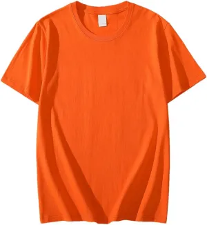 Men's Solid Color Short Sleeved T Shirt Heavy Round Neck Loose Top