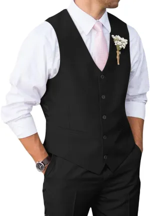 Mens Suit 2 Piece Slim Fit Suit for Men Vest Pants Suit Set for Wedding Groom Formal Business