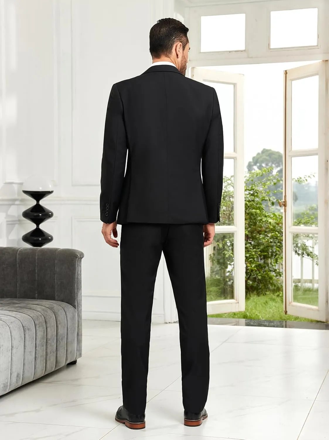 Mens Suit 3 Piece Double Breasted Suit Men Slim Fit Formal Tuxedo Suit Set Groomsmen Wedding Prom Suits