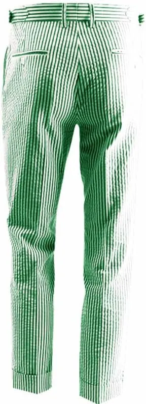Men's Summer Seersucker Slim Fit Pants Flat Front Lightweight Sear Sucker Suit Separate Pants Trousers