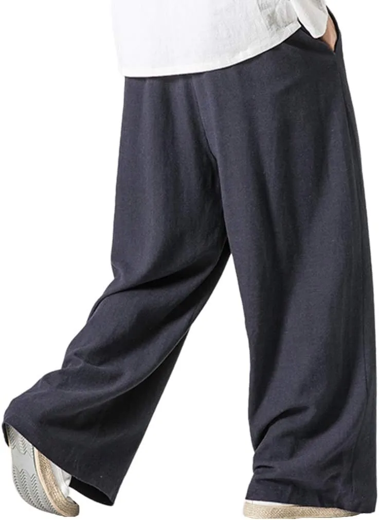 Men's Vintage Cotton Blends Linen Wide Leg Jogging Harem Pants