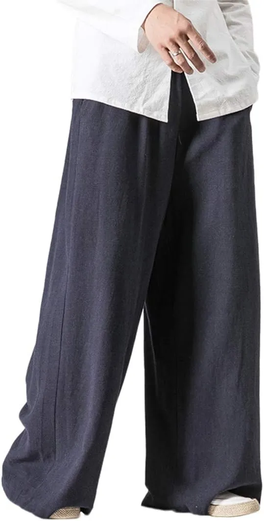 Men's Vintage Cotton Blends Linen Wide Leg Jogging Harem Pants