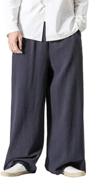 Men's Vintage Cotton Blends Linen Wide Leg Jogging Harem Pants