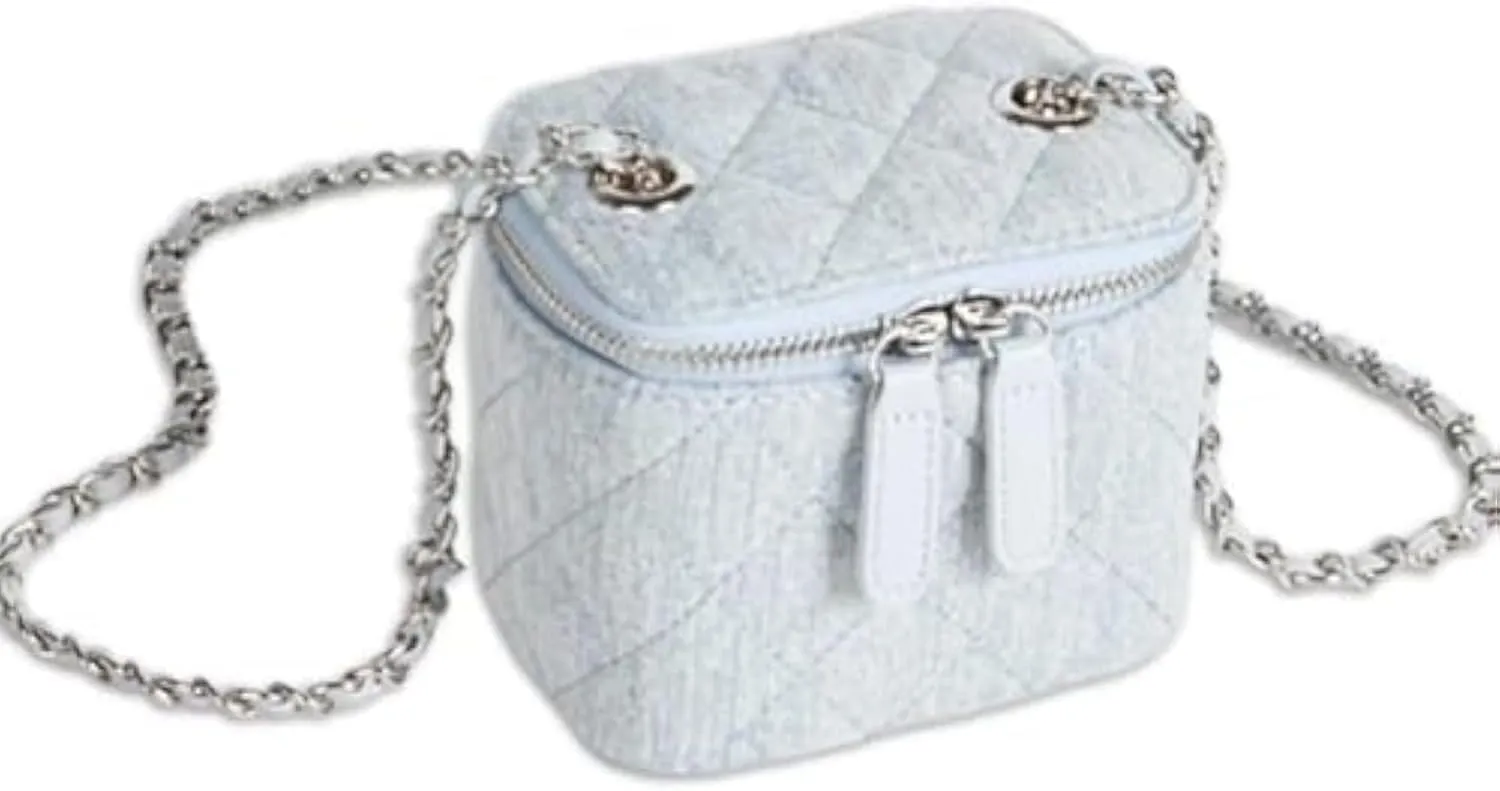 Mini Denim Crossbody Bags for Women Small Vintage Square Box Purse Boho Cross Body Handbags with Chain and Zipper