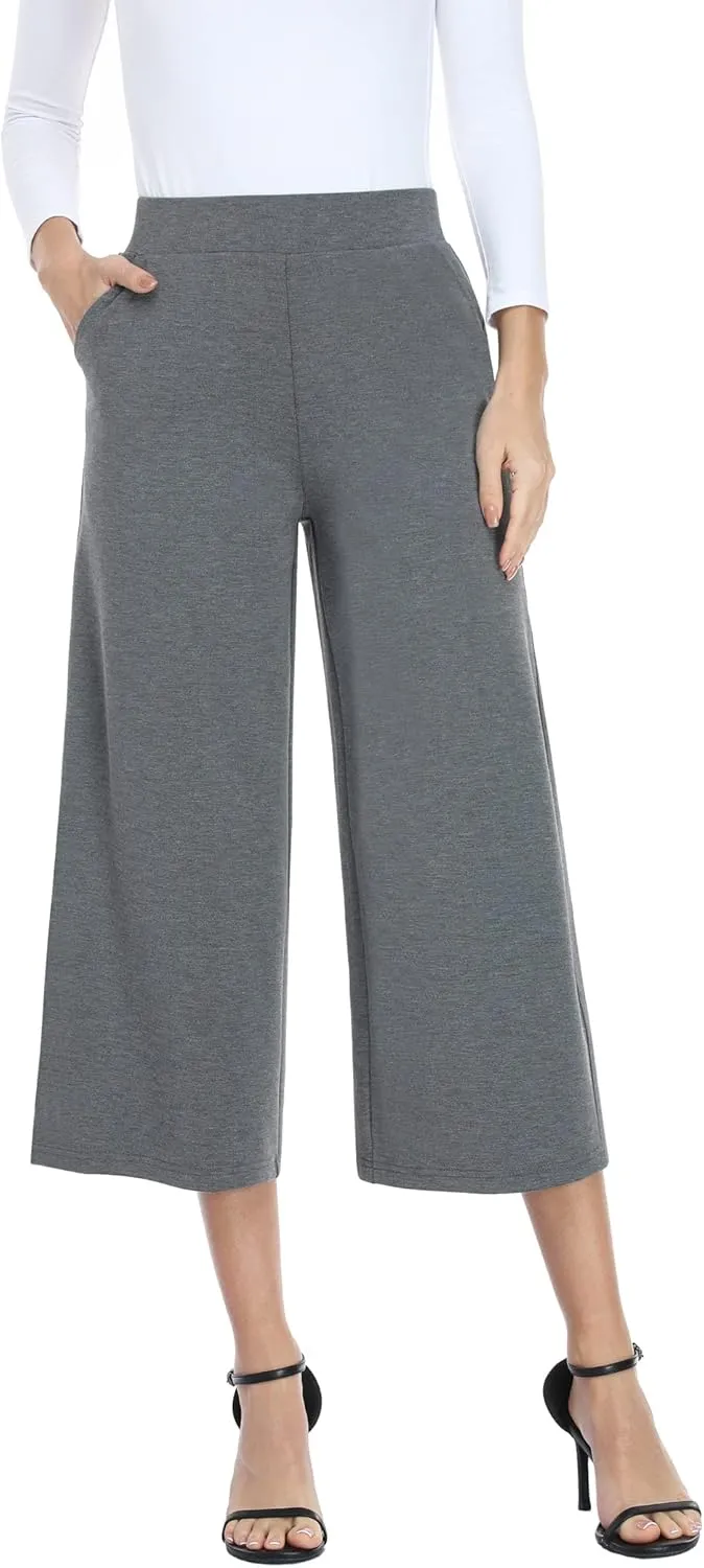 MISS MOLY Wide Leg Pants for Women Business Casual Crop Palazo Dress Pants Capris